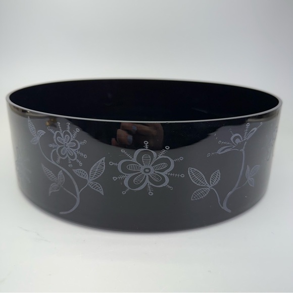 Vintage C A Q’s Bruk Etched Black Glass Bowl - Picture 3 of 10